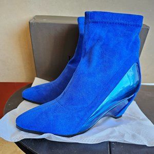Stunning blue suede and metallic leather booties  EU 40 & 41   US 9.5 & 10.5